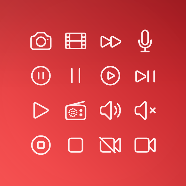 Outline Media & Player Pack 24px